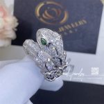 Bulgari Serpenti 18 Kt White Gold Ring Set With Pavé Diamonds And Two Emerald Eyes Ref. 354697 (7)