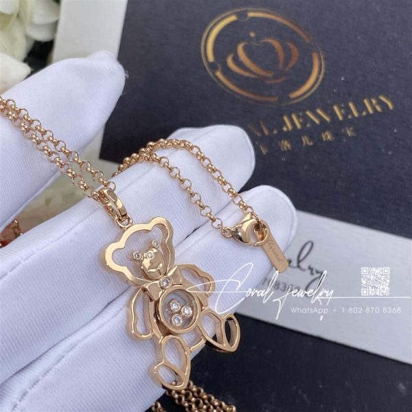 Chopard Happy Diamonds Large Teddy Bear 18k Rose Gold Pendant Necklace 797418 5001 (1)