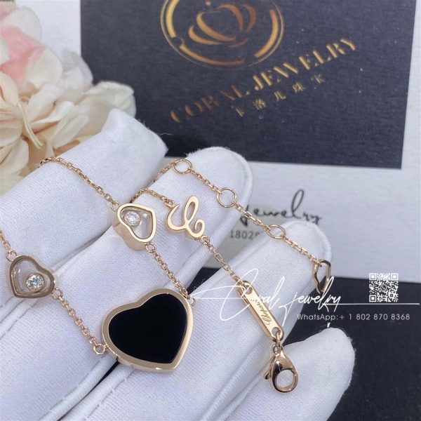 Chopard Happy Hearts Necklace, Ethical Rose Gold, Diamonds, Onyx 81a082 5201 (10)