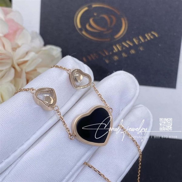 Chopard Happy Hearts Necklace, Ethical Rose Gold, Diamonds, Onyx 81a082 5201 (11)