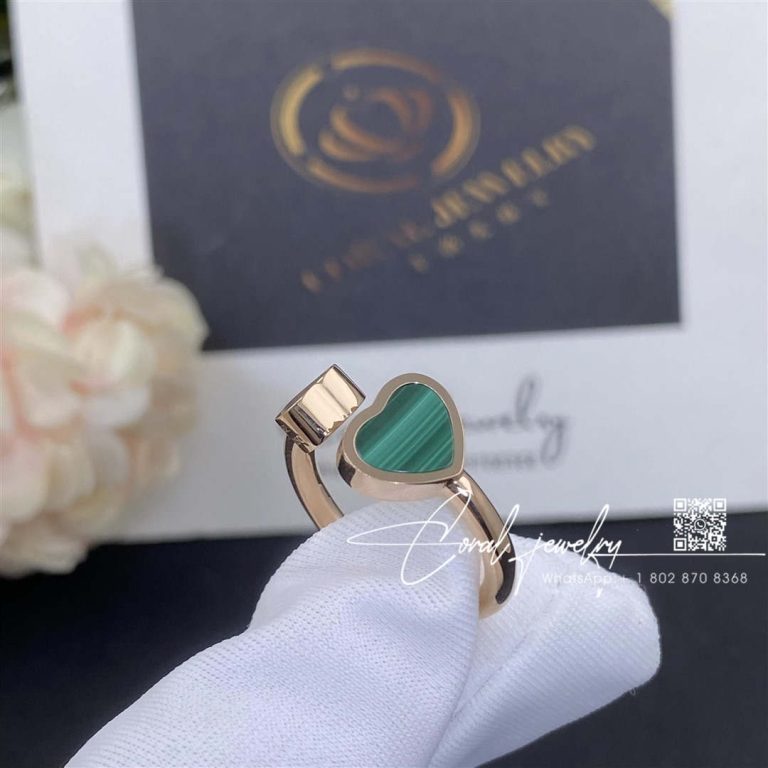 Chopard Happy Hearts Ring, Ethical Rose Gold, Diamond, Malachite 829482 5102 (2)