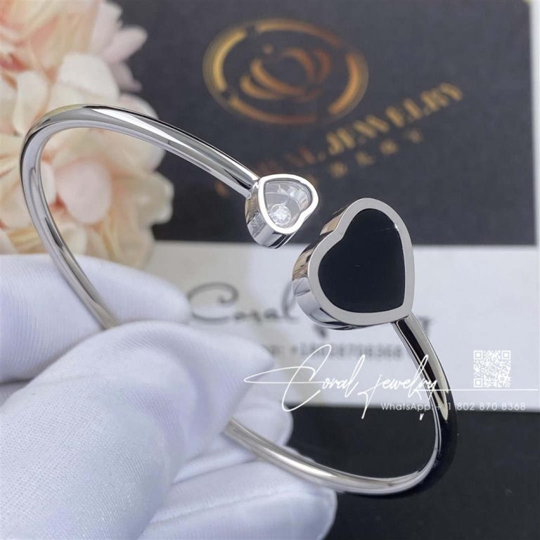 Chopard Happy Hearts White Gold Onyx Diamond Bangle 857482 1202 (3)