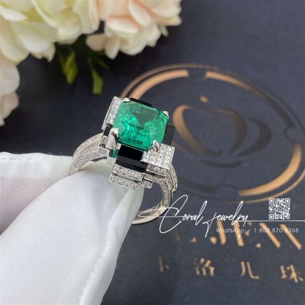 Chaumet Labyrinthe Ring White Gold, Emerald With Onyx And Diamonds (2)