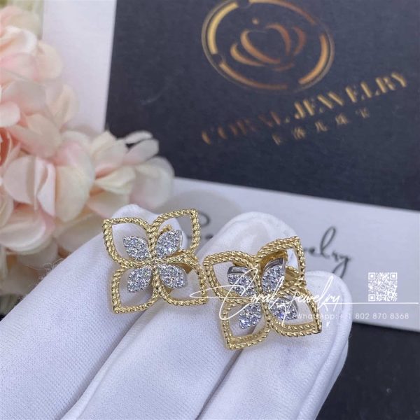 Princess Flower Earrings In 18kt Gold With Diamonds. Large Version Adr777ea2665 Yw (2)