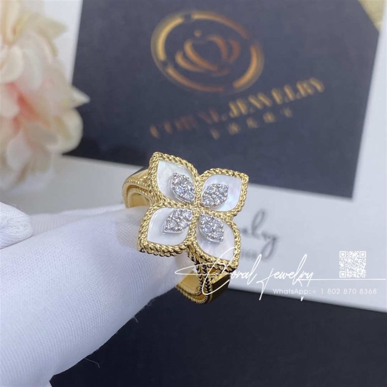 Roberto Coin Princess Flower Ring Yellow Gold Diamonds & Mop – 2cm (7)