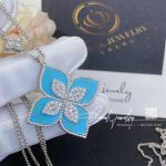 Roberto Coin White Gold Diamond & Turquoise Princess Flower Pendant – 3 (8)