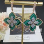 Roberto Coin 18k Gold Venetian Princess Diamond & Malachite Large Flower Drop Earrings (3)