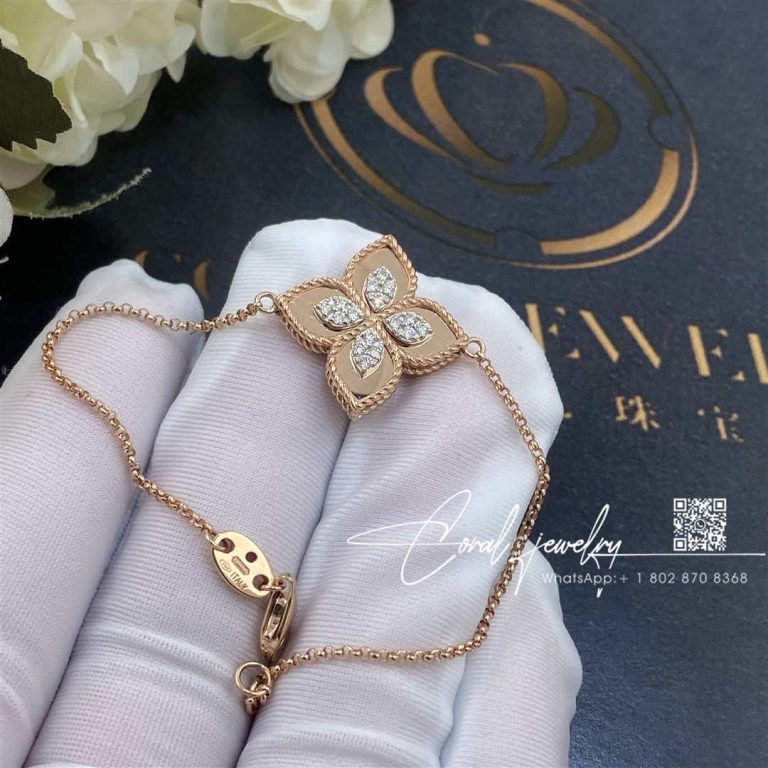 Roberto Coin Princess Flower Bracelet With Rose Gold And Diamonds (4)