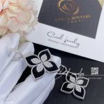 Roberto Coin Princess Flower White Gold Earrings With Diamonds And Black Jade (13)