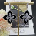 Roberto Coin Princess Flower White Gold Earrings With Diamonds And Black Jade (3)