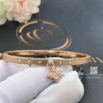 Roberto Coin Venetian Princess Small Flower Charm Bangle In Rose Gold With Diamonds (3)