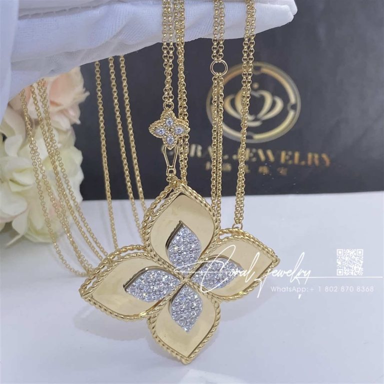 Roberto Coin Yellow Gold Diamond Princess Flower Necklace – 3 (5)