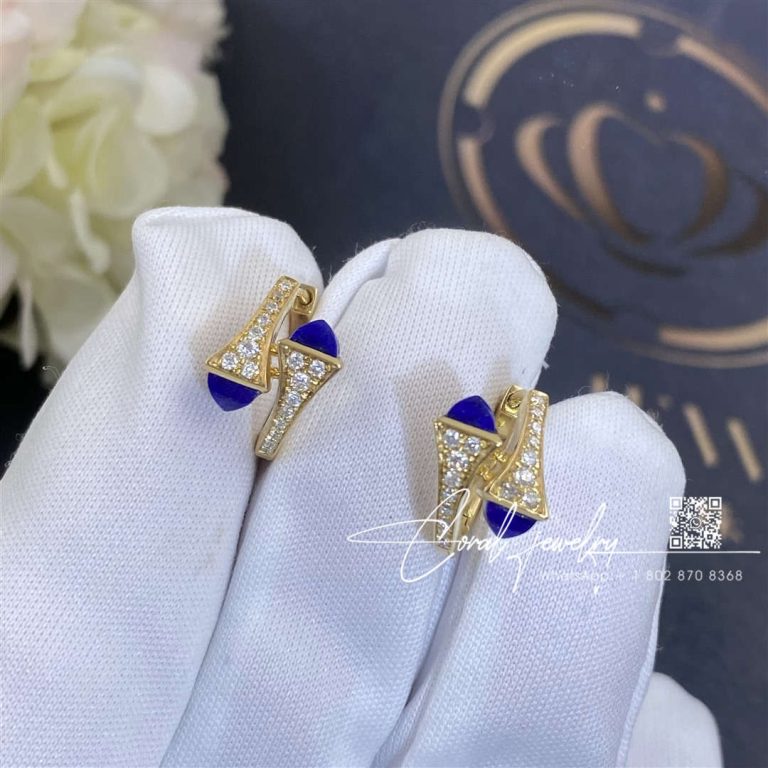 Marli Cleo Diamond Huggie Earrings In Yellow Gold Lapis Lazuli (5)