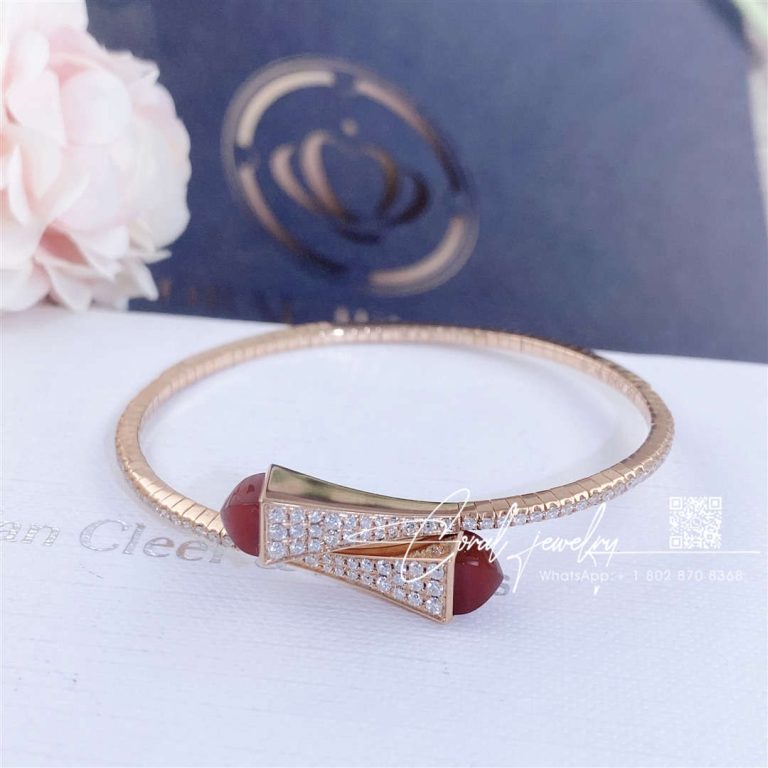 Marli Cleo Diamond Midi Slip On Bracelet In Rose Gold Carnelian Cleo B47 (2)