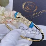 Marli Cleo Diamond Midi Slip On Bracelet In Yellow Gold Sea Blue Chalcedony (1)