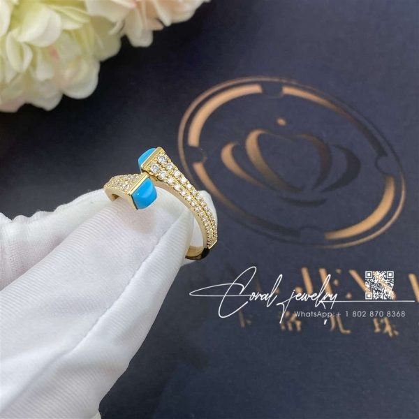 Marli Cleo Diamond Slim Ring In Yellow Gold Turquoise Cleo R1 (2)