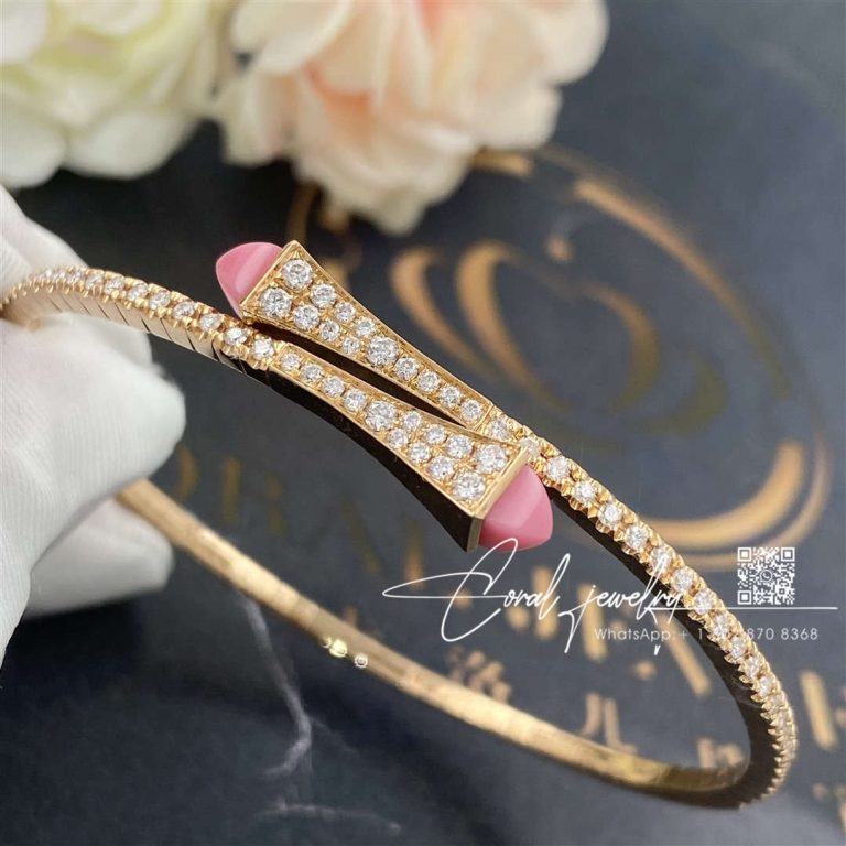 Marli Cleo Diamond Slim Slip On Bracelet In Rose Gold Pink Coral Cleo B1 (2)