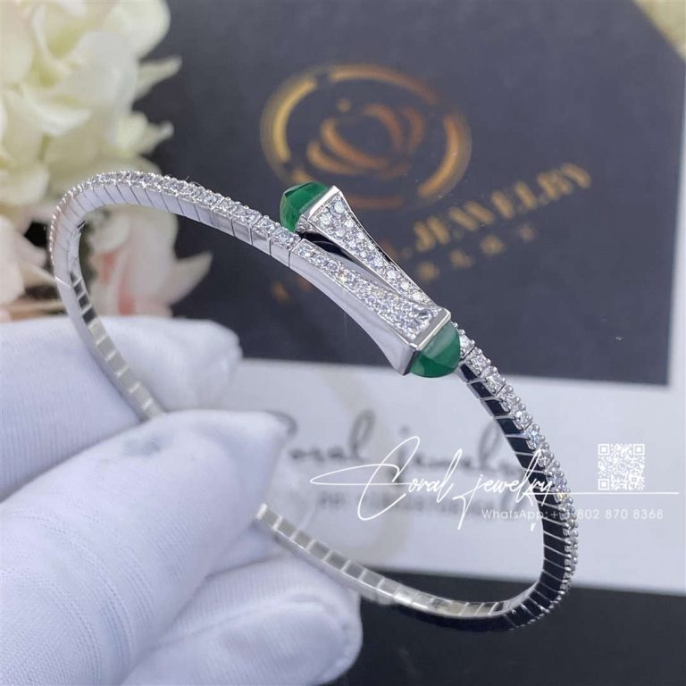 Marli Cleo Diamond Slim Slip On Bracelet In White Gold Green Agate Cleo B1 (1)