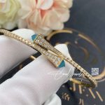 Marli Cleo Diamond Slim Slip On Bracelet In Yellow Gold Sea Blue Chalcedony Cleo B1 (4)