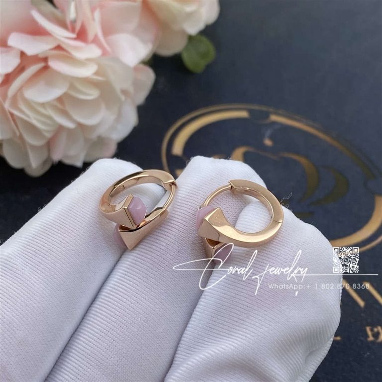 Marli Cleo Gold Huggie Earrings In Rose Gold Pink Opal (6)