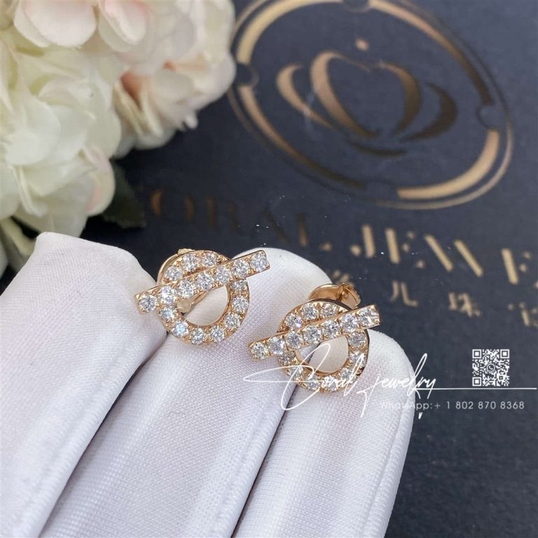 Hermes Finesse Earrings Rose Gold Set With Diamonds (2)