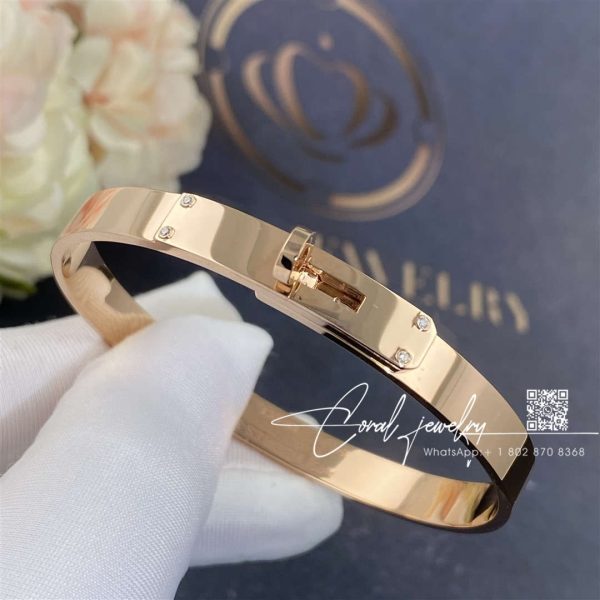 Hermès Kelly Bracelet In Rose Gold Set With Diamonds H214456b (6)