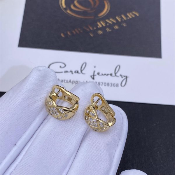 Chanel Coco Crush Earrings Quilted Motif, 18k Yellow Gold, Diamonds Ref. J11755 (5)