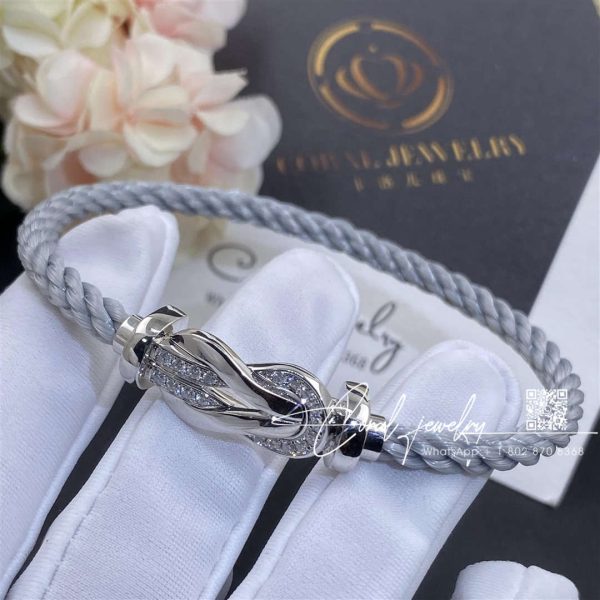 Fred Chance Infinie Bracelet 18k White Gold And Diamonds Large Model Gray Cable (1)