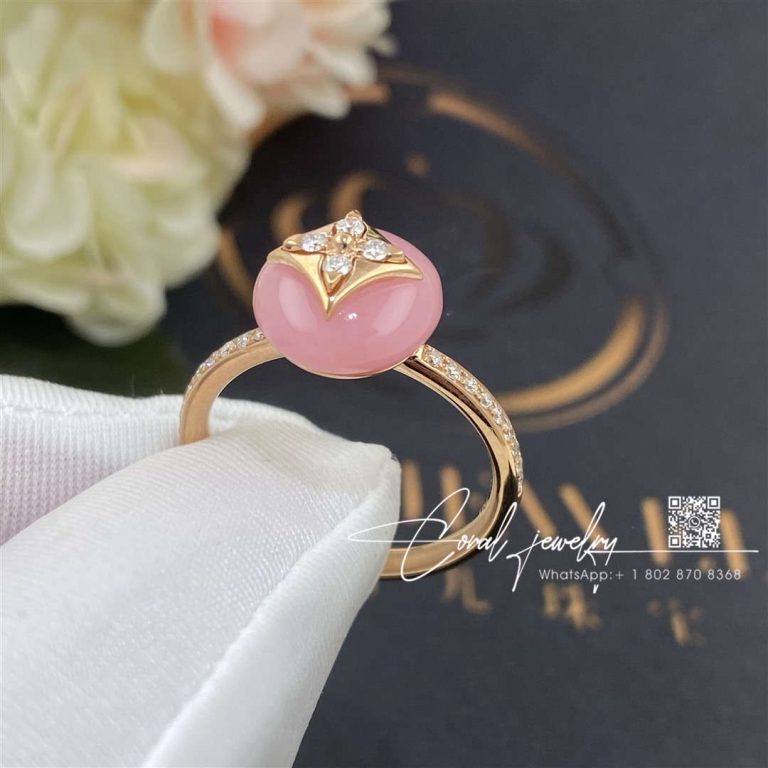 Louis Vuitton B Blossom Ring, Pink Gold, White Gold, Pink Opal And Pavé Diamond Q9m00f (2)