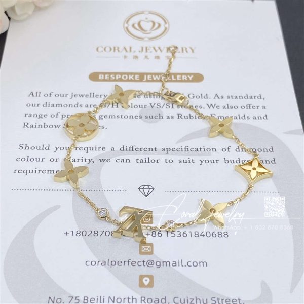 Louis Vuitton Idylle Blossom Monogram Bracelet, Yellow Gold And Diamonds Q95588 (1)