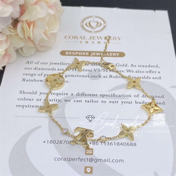 Louis Vuitton Idylle Blossom Monogram Bracelet, Yellow Gold And Diamonds Q95588 (2)