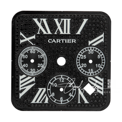 Custom Black Diamond Paved Dial For Cartier Santos 100 Xl