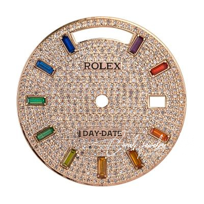 Custom Rose Gold Diamond Paved Dial For Rolex Day Date 40