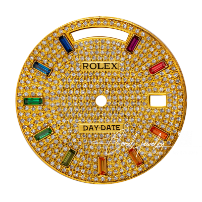 Custom Yellow Gold Diamond Paved Dial For Rolex Day Date 40