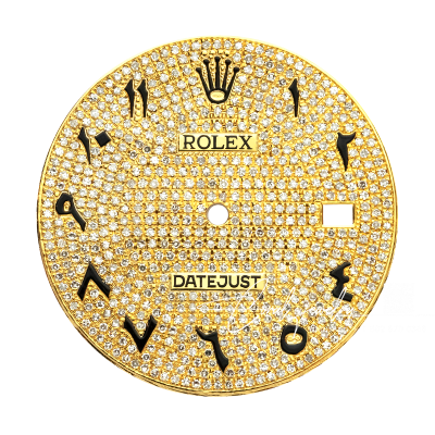 Custom Yellow Gold Diamond Paved Dial For Rolex Datejust 41