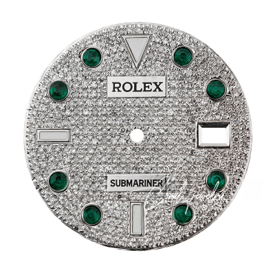 Rolex Submariner 40mm Diamond Pavégreen Precious Stone Hour Marker Custom Dial