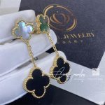 Van Cleef & Arpels Magic Alhambra Earrings, 2 Motifs Yellow Gold, Onyx And Gray Mother Of Pearl (2)