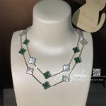 Van Cleef & Arpels Vintage Alhambra Necklace, 20 Motifs White Gold, Malachite, Mother Of Pearl (12)