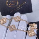 Van Cleef & Arpels Vintage Alhambra Bracelet, 5 Motifs Rose Gold, Diamond Vcarp4kn00 (4)