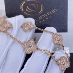 Van Cleef & Arpels Vintage Alhambra Bracelet, 5 Motifs Rose Gold, Diamond (4)