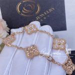 Van Cleef & Arpels Vintage Alhambra Bracelet, 5 Motifs Rose Gold, Diamond (5)