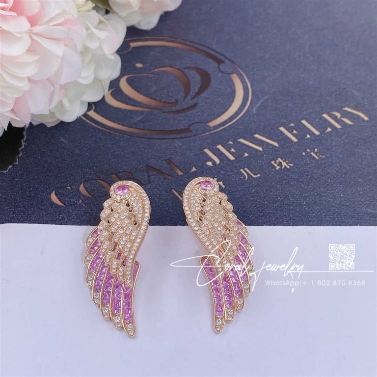 Garrard Wings Embrace Pink Sapphire And Diamond Drop Earrings In 18ct Rose Gold (7)