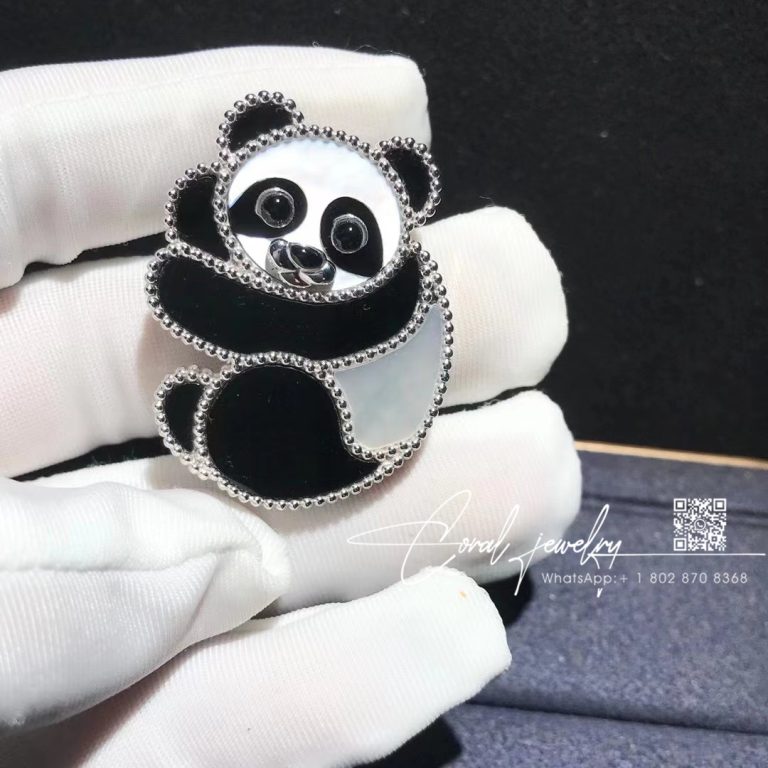 Van Cleef & Arpels Lucky Animals Panda Clip White Gold, Mother Of Pearl, Onyx Vcarp5li00 (21)