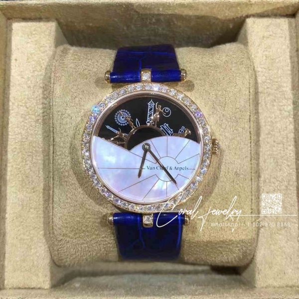 Van Cleef & Arpels Lady Arpels A Day In Paris Watch Rose Gold, Diamond, Mother Of Pearl, Onyx Vcaro3za00 (1)