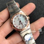 Replica Omega Constellation 27mm Quartz Rose Gold Bezel Mother Of Pearl Dial 123.20.27.60.05 (2)