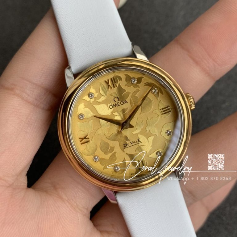 Replica Omega De Ville Prestige 32 Gold Case Yellow Dial 424.22.33.20.55 (2)