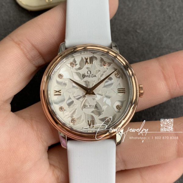 Replica Omega De Ville Prestige 32 Rose Gold White Dial 424.22.33.20.55 (1)