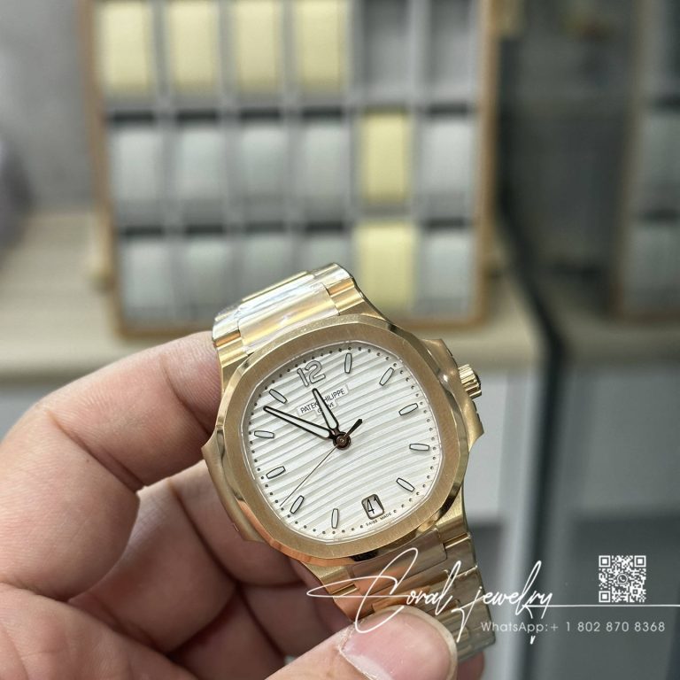 Replica Patek Philippe Nautilus Nautilus 7118 Lady 3kf Yg White Dial Swiss 324 Sc (2)