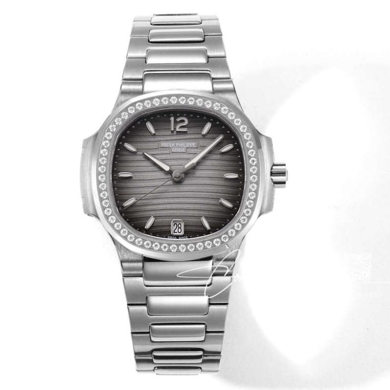 Replica Patek Philippe Nautilus 7118 Lady 3kf Ss Gray Dial Diamond Bezel Swiss 324 Sc (1)