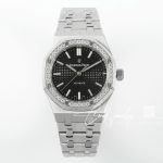 Replica Audemars Piguet Royal Oak 15451 37mm Apsf St & Diamond Black Dial Swiss 3120 (1)